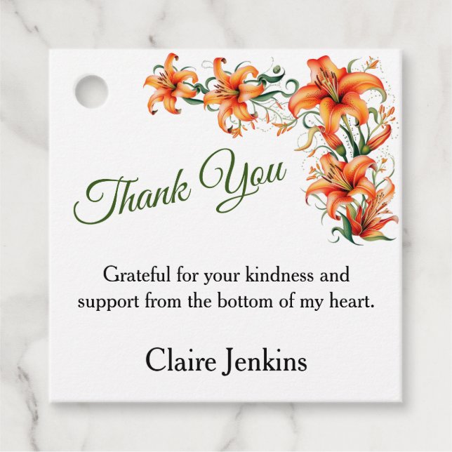 Tiger Lily Personalizable Vielen Dank Geschenkanhänger (Vorderseite)