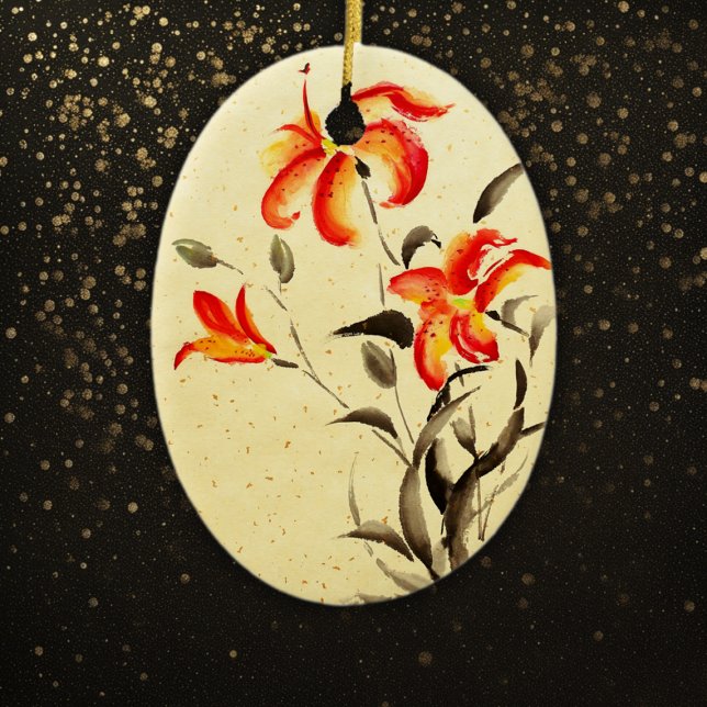 Tiger Lily - rot Keramik Ornament (Von Creator hochgeladen)