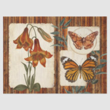 Tiger Lily Rustic Wood Collage Decoupage