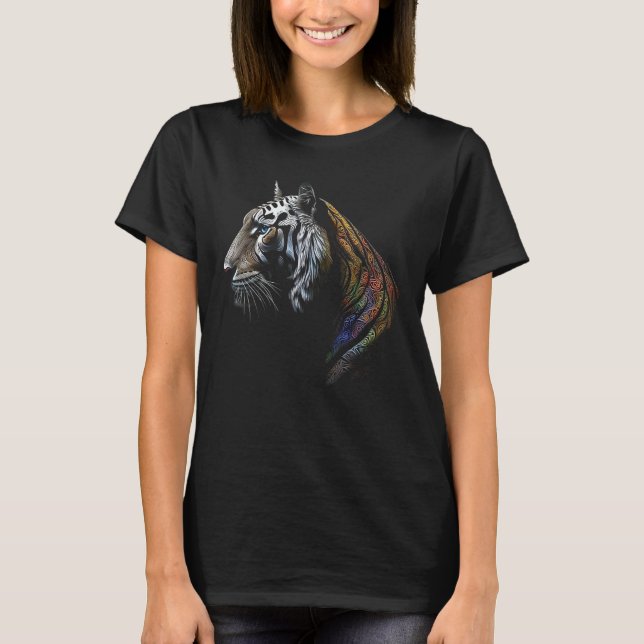 Tiger Lover Artwork Mandala Animal Motif Tiger T-Shirt (Vorderseite)