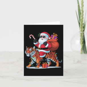 Tiger Lover Xmas Lighting Santa Riding Tiger Chris Karte