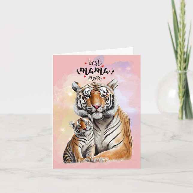 Tiger Mama und Baby Mother Day Card Dankeskarte (Vorderseite)