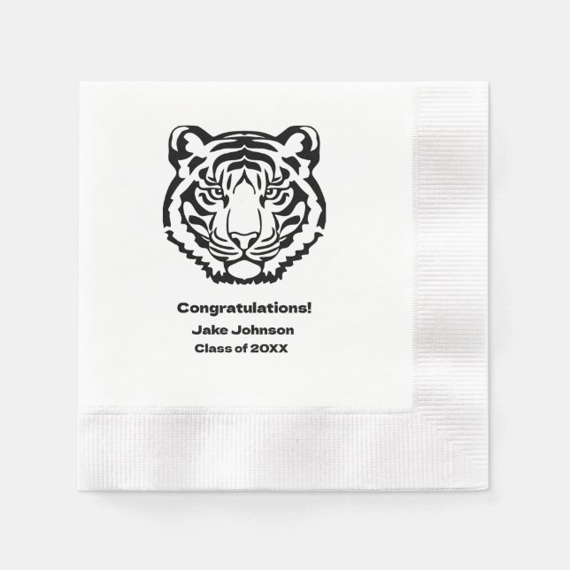 Tiger Mascot Themed Abschluss Napkins Wiedersehen Serviette (Vorderseite)
