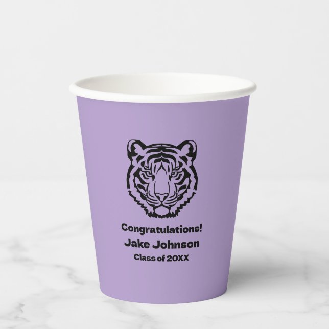 Tiger Mascot Themed Abschluss Paper Cups Wiederseh Pappbecher (Vorderseite)