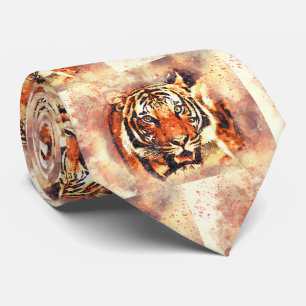 Tiger Masculine Tigers Cat Print Pattern Neck Tie Krawatte