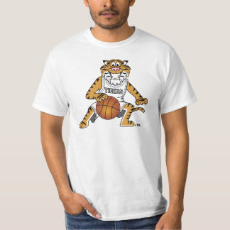 Tiger-Maskottchen, das Basketball spielt T-Shirt