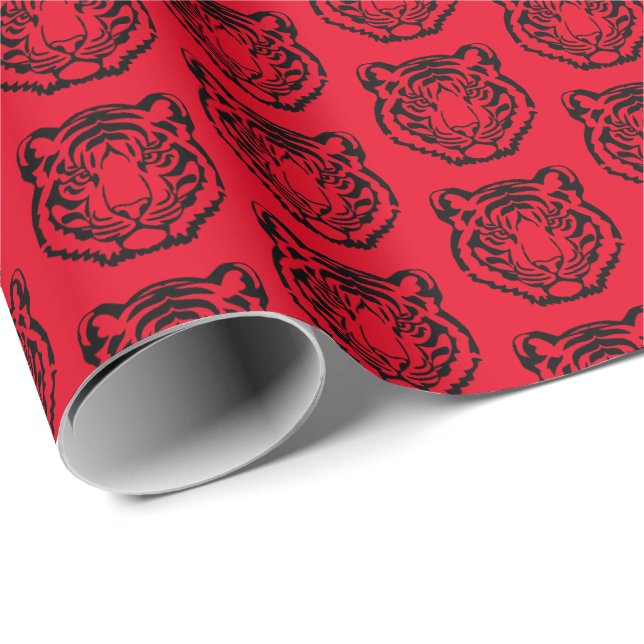 Tiger-Maskottchen-Logo Geschenkpapier (Rolleneckpunkt)