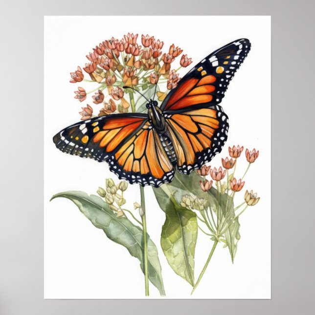 Tiger Milkweed Butterfly Art Print Poster (Vorne)