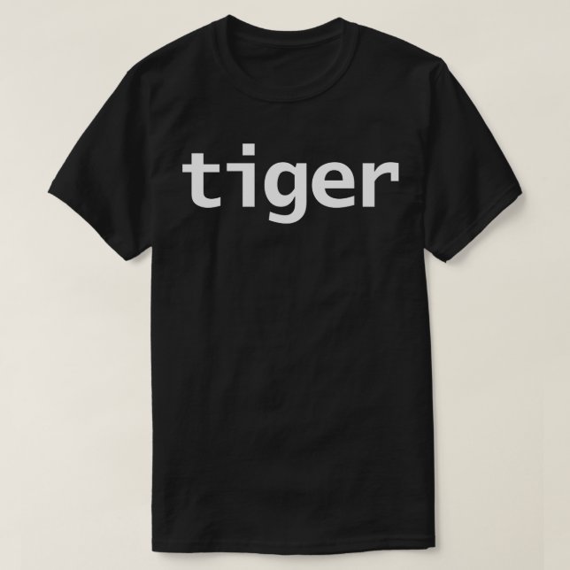 Tiger Minimal Typografie Weißer Text T-Shirt (Design vorne)
