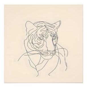 Tiger Minimalistisch Line Art Fotodruck