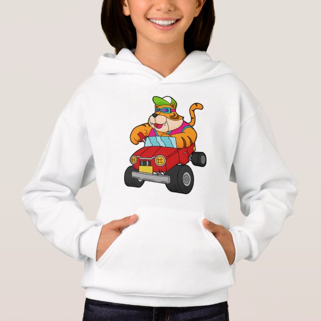 Tiger mit Auto Hoodie (Vorderseite)