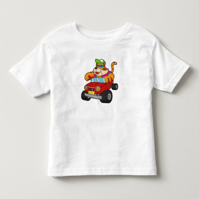 Tiger mit Auto Kleinkind T-shirt (Vorderseite)