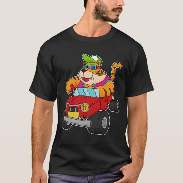 Tiger mit Auto T-Shirt (Vorderseite)