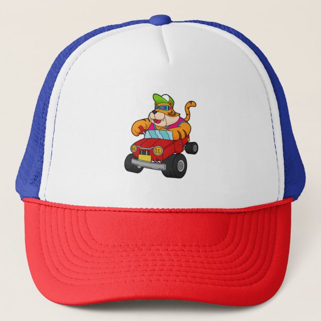 Tiger mit Auto Truckerkappe (Vorderseite)