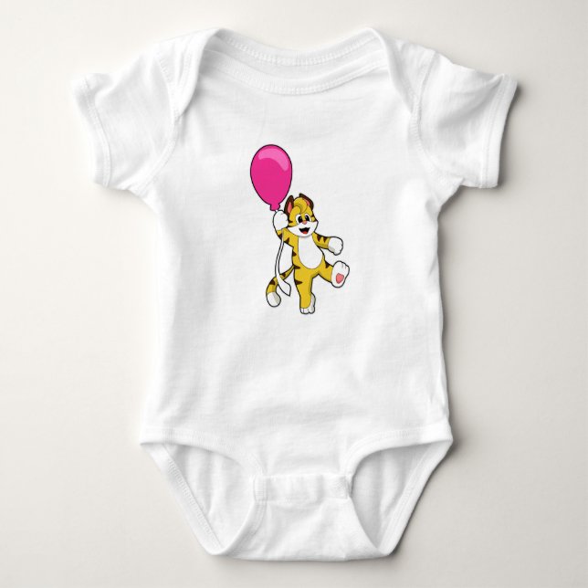 Tiger mit Ballon Baby Strampler (Vorderseite)