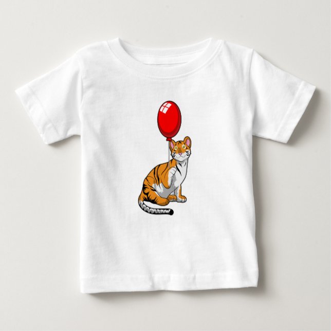 Tiger mit Ballon Baby T-shirt (Vorderseite)