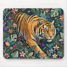 Tiger mit Bernstein-Augen Fantasy-Dschungelflora