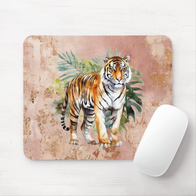 Tiger mit Blätter Mousepad (Mit Mouse)