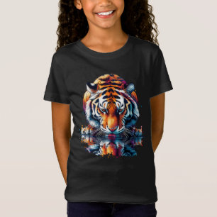 Tiger mit Blick auf Reflektion im Wasser T-Shirt