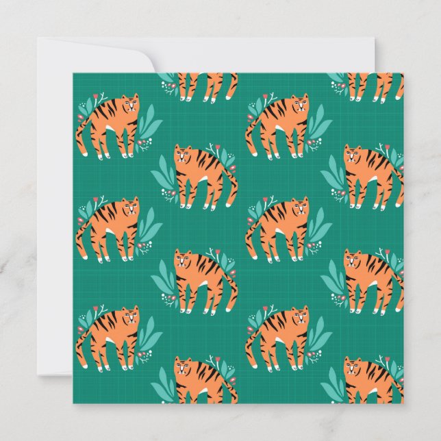 Tiger mit Blume Einladung (Vorderseite)