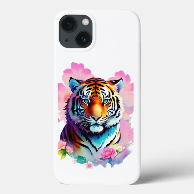 Tiger mit Blumen Case-Mate iPhone Hülle (Rückseite)