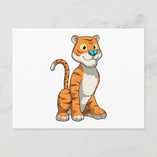 Tiger mit Butterfly Postkarte (Vorderseite)