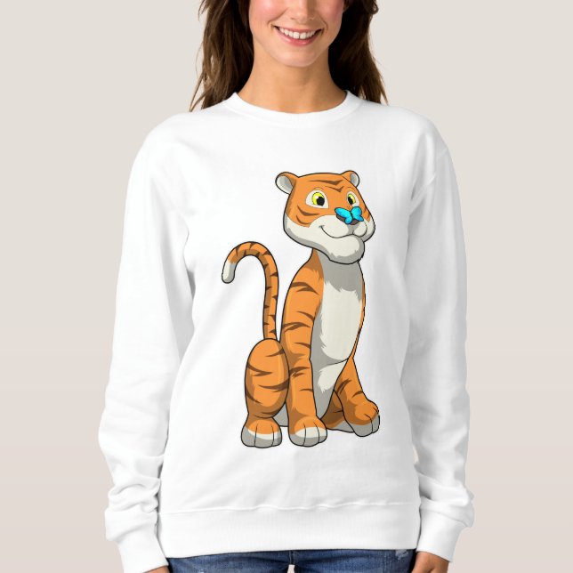 Tiger mit Butterfly Sweatshirt (Vorderseite)