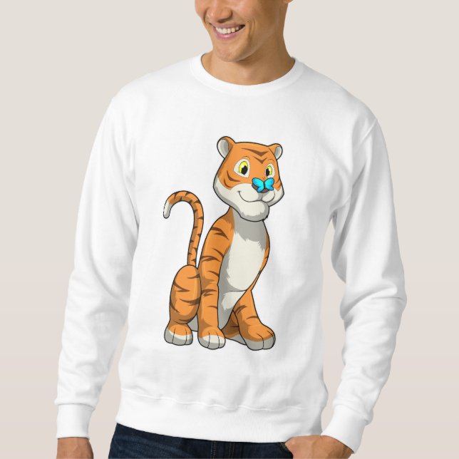 Tiger mit Butterfly Sweatshirt (Vorderseite)