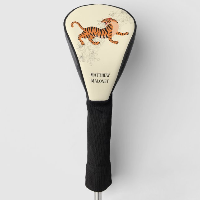 Tiger mit Cherry Blossom Golf Head Cover Headcover (Vorderseite)