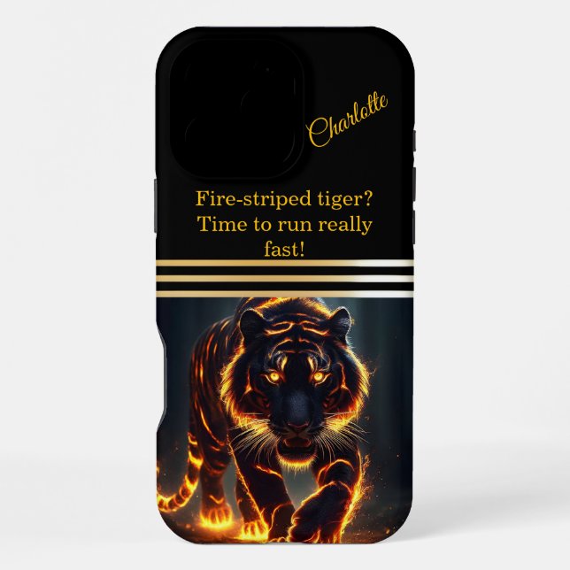 Tiger mit feuriger Ausstrahlung iPhone Hülle (Rückseite)