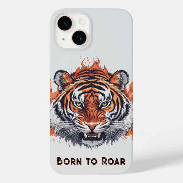Tiger mit Flammen - Anpassbarer Text Case-Mate iPhone Hülle (Rückseite)