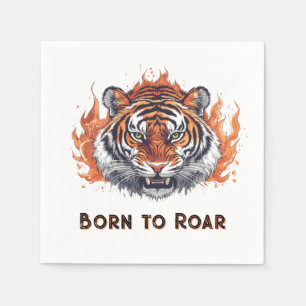 Tiger mit Flammen - Anpassbarer Text Serviette