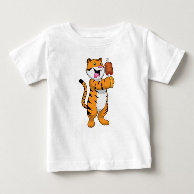 Tiger mit Fleisch Baby T-shirt (Vorderseite)