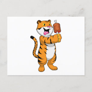 Tiger mit Fleisch Postkarte