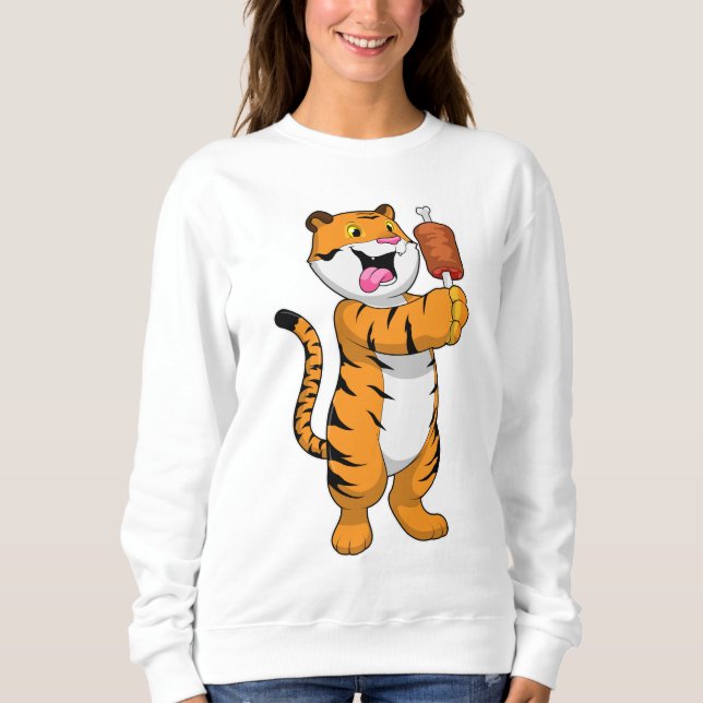 Tiger mit Fleisch Sweatshirt (Vorderseite)