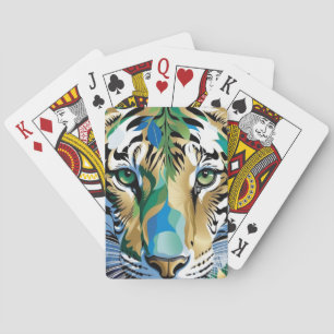 Tiger mit grünen Augen moderne Tierkunst Spielkarten