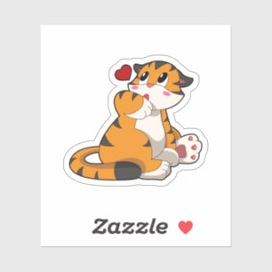 Tiger mit Herz Aufkleber