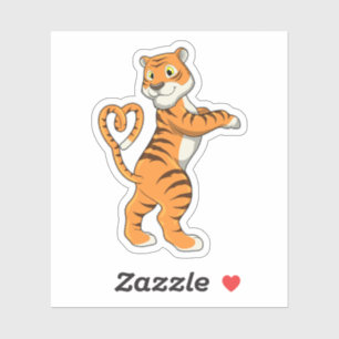 Tiger mit Herz Aufkleber