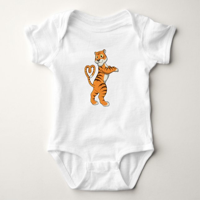 Tiger mit Herz Baby Strampler (Vorderseite)