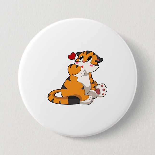 Tiger mit Herz Button (Vorderseite)