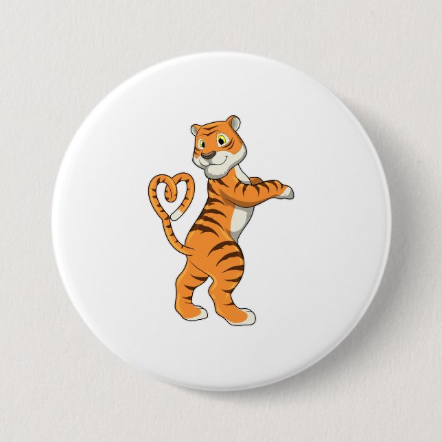 Tiger mit Herz Button (Vorderseite)