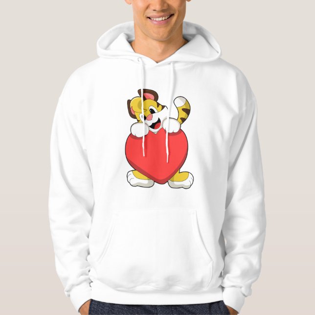 Tiger mit Herz Hoodie (Vorderseite)