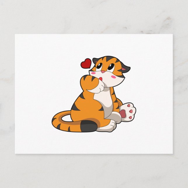 Tiger mit Herz Postkarte (Vorderseite)