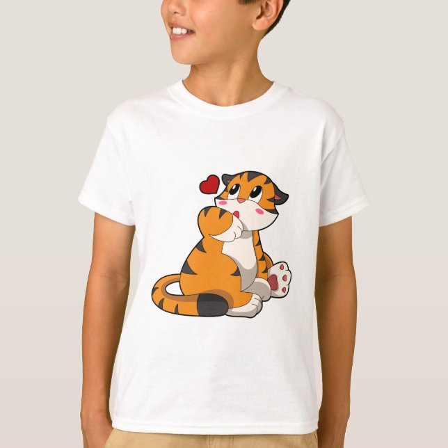Tiger mit Herz T-Shirt (Vorderseite)