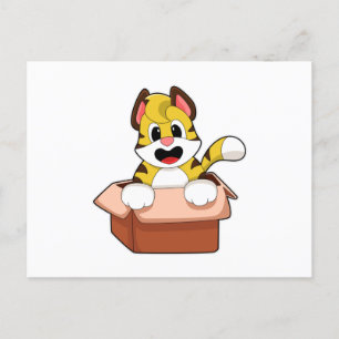 Tiger mit Kiste Postkarte
