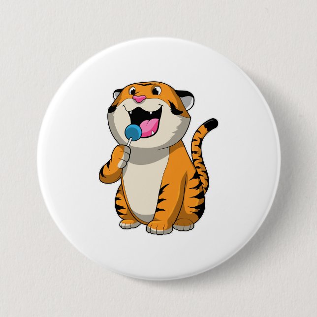 Tiger mit Lollipop Button (Vorderseite)