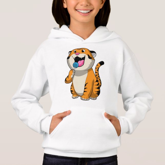 Tiger mit Lollipop Hoodie (Vorderseite)