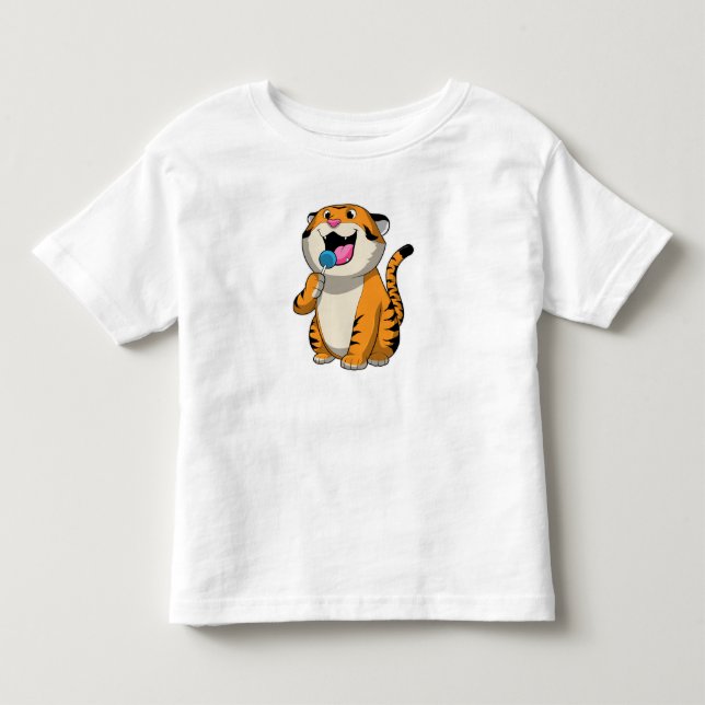 Tiger mit Lollipop Kleinkind T-shirt (Vorderseite)