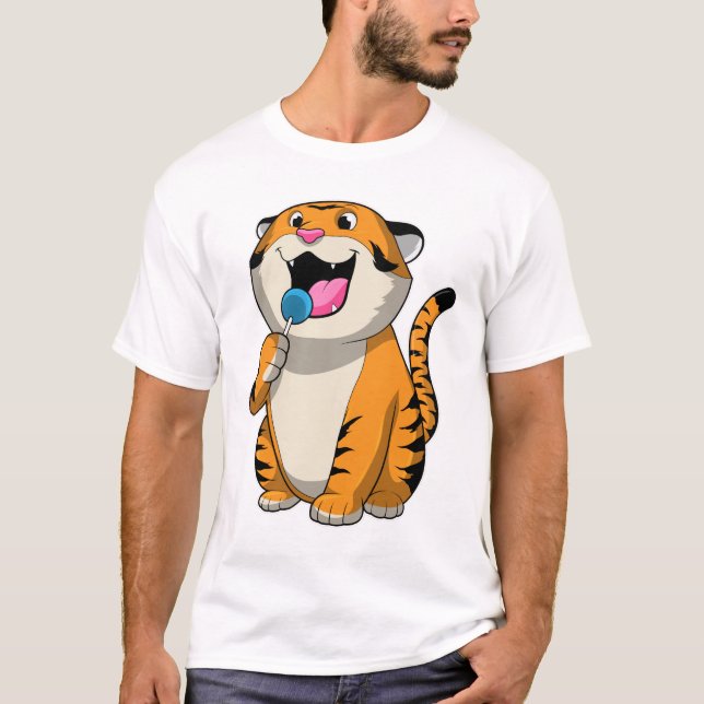 Tiger mit Lollipop T-Shirt (Vorderseite)