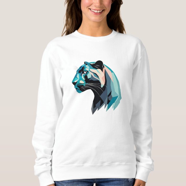 Tiger mit Lowpolydesign Sweatshirt (Vorderseite)